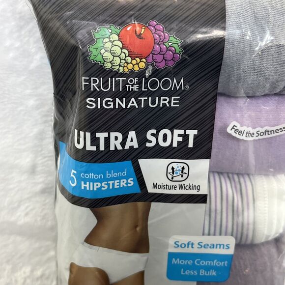 Fruit of the Loom 5 Cotton Blend Hipsters Ultra Soft Multicolor Size 9 2X NEW - Picture 3 of 6